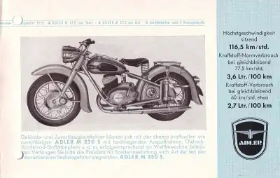 Adler Motorrad M 250 Prospekt 1953