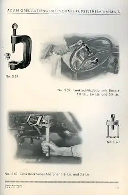 Opel Spezial Werkzeuge + Werkstattausrüstung 1.8 2.6 3.5 Ltr. 1931