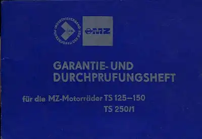MZ TS 125 150 und 250/1 Garantieheft 1980