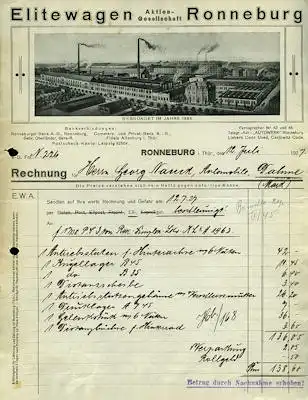 Elitewagen / Ronneburg Rechnung 7.1927