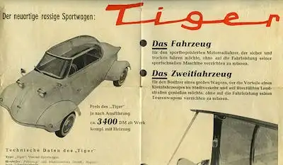 Messerschmitt Tiger Prospekt 1950er Jahre