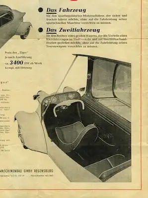 Messerschmitt Tiger Prospekt 1950er Jahre