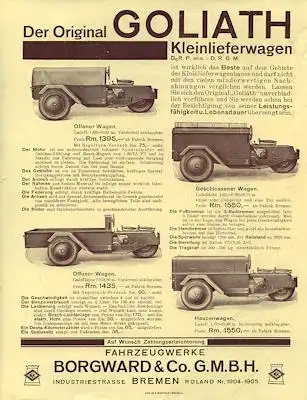 Goliath Kleinlieferwagen Prospekt ca. 1928