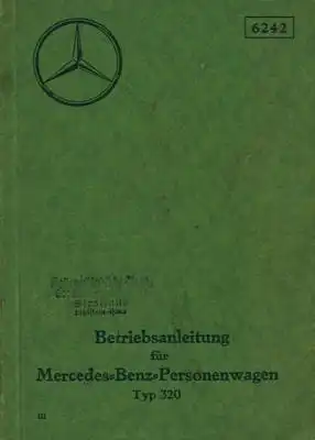 Mercedes-Benz Typ 320 Bedienungsanleitung 1939