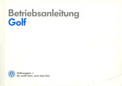 VW Golf 2 Bedienungsanleitung 1989