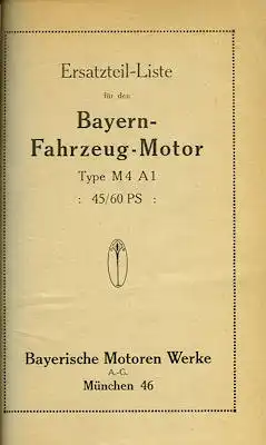 BMW Motor M4A1 Bedienungsanleitung + Ersatzteilliste 1921