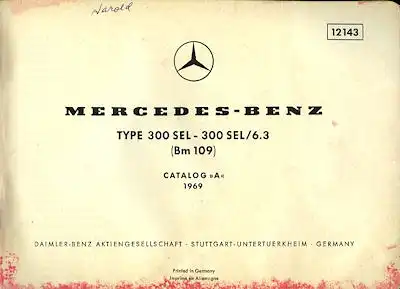 Mercedes-Benz 300 SEL / 300 SEL 6.3 Ersatzteilliste 1969