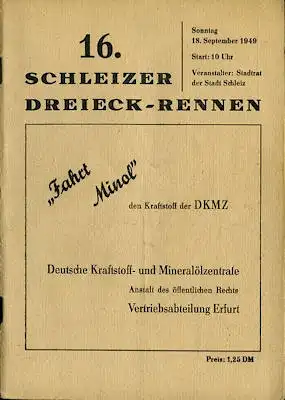 Programm 16. Schleizer Dreieck-Rennen 18.9.1949