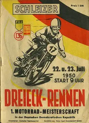 Programm 17. Schleizer Dreieck-Rennen 22.-23.7.1950