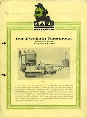Baer Zweitakt Motoren Prospekt ca. 1923