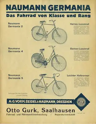 Naumann Germania Fahrrad Prospekt 1925