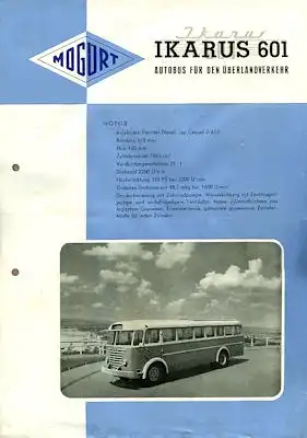Mogürt Ikarus 601 Prospekt 1950er Jahre