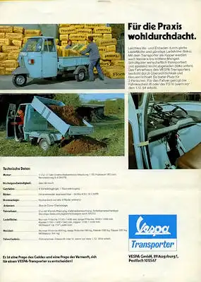 Vespa Transporter Prospekt 1970er Jahre