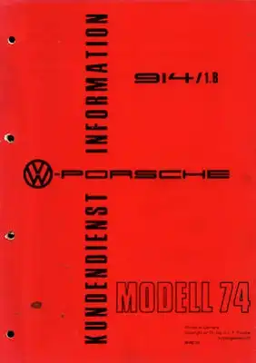 Porsche 914 1.8 Kundendienst Information Modell 1974