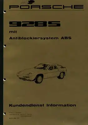 Porsche 928 S ABS Kundendienst Information 5.1983