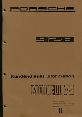 Porsche 928 Kundendienst Information 1979 Band 2