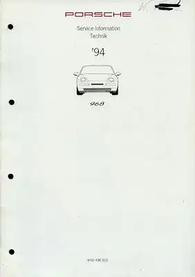 Porsche 968 Kundendienst Information 1994