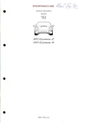 Porsche 911 Carrera 2/4 Kundendienst Information Modell 1993