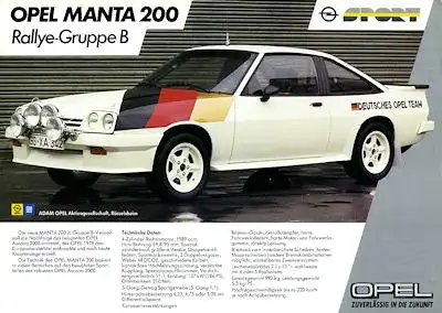Opel Manta 200 Rallye Gruppe B Prospekt 1982