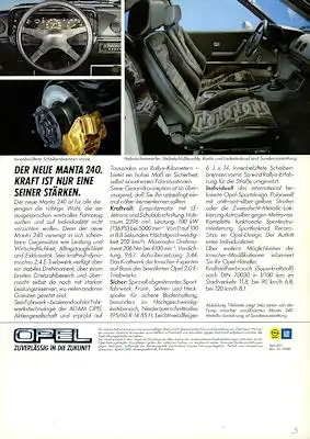 Opel Manta 240 Irmscher Prospekt 1984