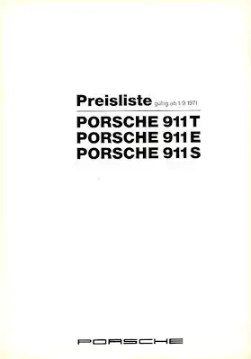 Porsche 911 Preisliste 1972