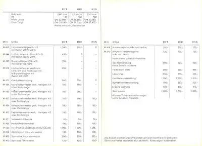 Porsche 911 Preisliste 1972