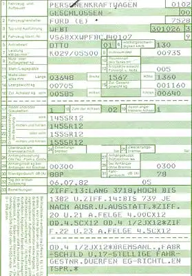 Ford Fiesta (Typ WFBT) Original Fahrzeugbrief 1982