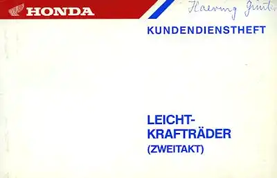 Honda Kundendienstheft Leichtkrafträder (Zweitakt) 1987