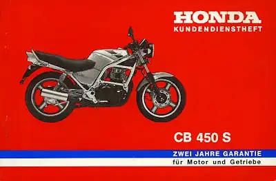 Honda Kundendienstheft CB 450 S 1980er Jahre