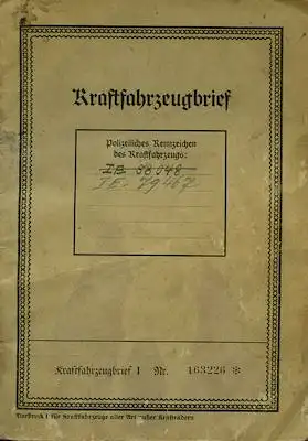 Tempo Front 7 Original Fahrzeugbrief 1935