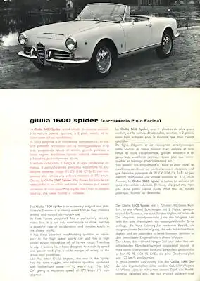 Alfa-Romeo Giulia 1600 Spider Prospekt ca. 1965