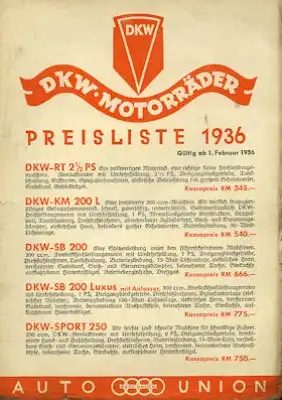 DKW Preisliste 2.1936