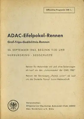 Programm Nürburgring 30.9.1962