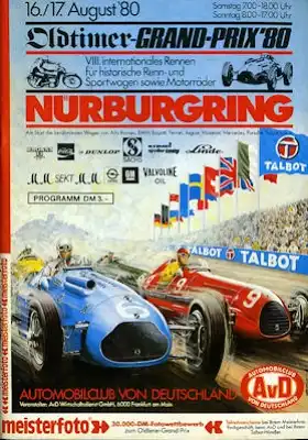 Programm Nürburgring 16.8.1980