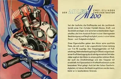 Adler Motorrad M 200 Prospekt 1953