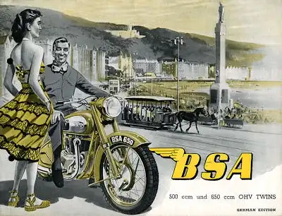 BSA 500 und 650 ccm Modelle Prospekt 1950er Jahre