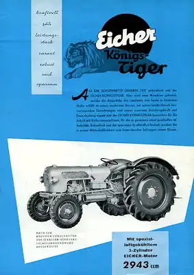 Eicher 35 PS Königs-Tiger Prospekt 1962