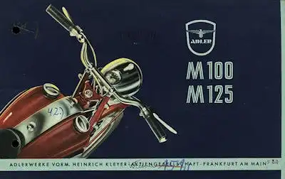 Adler Motorrad M 100 u. M 125 Prospekt 1953