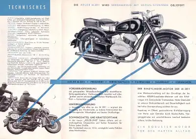Adler Motorrad M 2011 Prospekt 1954