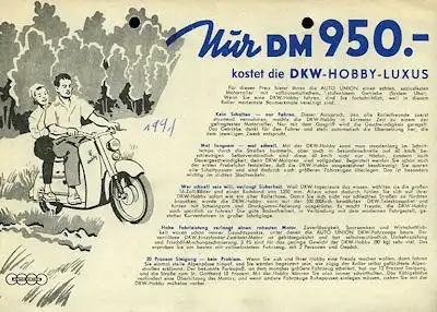 DKW Hobby Luxus Prospekt ca. 1956