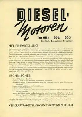 IFA Phänomen Stationär Motoren Prospekt 1956