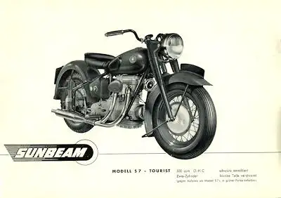 Sunbeam S 7 + S 8 Schweizer-Prospekt 1950er Jahre