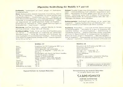 Sunbeam S 7 + S 8 Schweizer-Prospekt 1950er Jahre