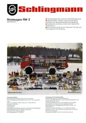 Mercedes-Benz Schlingmann Feuerwehrfahrzeuge Prospekt 1980er Jahre