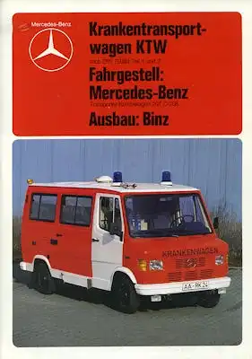 Mercedes-Benz Rettungswagen KTW Binz Prospekt 1981