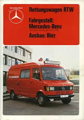 Mercedes-Benz Rettungswagen RTW Binz Prospekt 1982