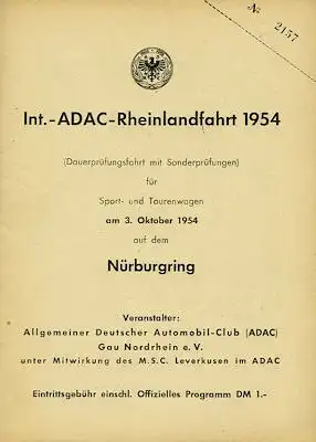 Programm Nürburgring 3.10.1954