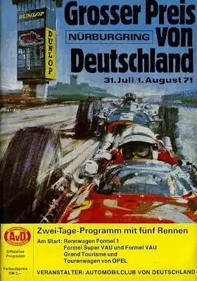 Programm Nürburgring 31.7.1971