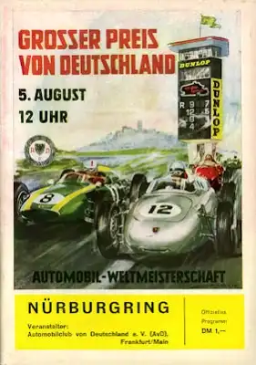 Programm Nürburgring 5.8.1962
