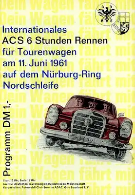 Programm Nürburgring 11.6.1961